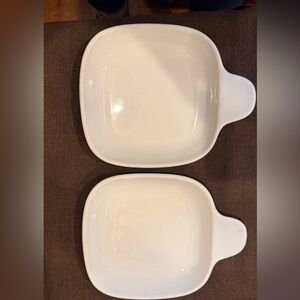 Set of Two White Ceramic Snack or Sandwich Dishes.